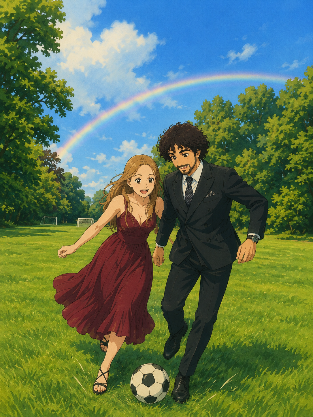 Juan and Anne playing football